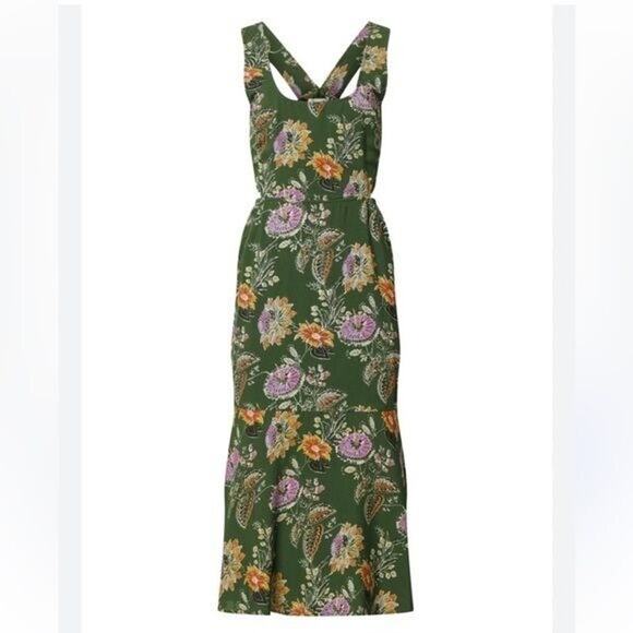 Equipment Everett Eden Green Floral Print Sleeveless Scoop Maxi Dress Size 10 - Picture 5 of 15